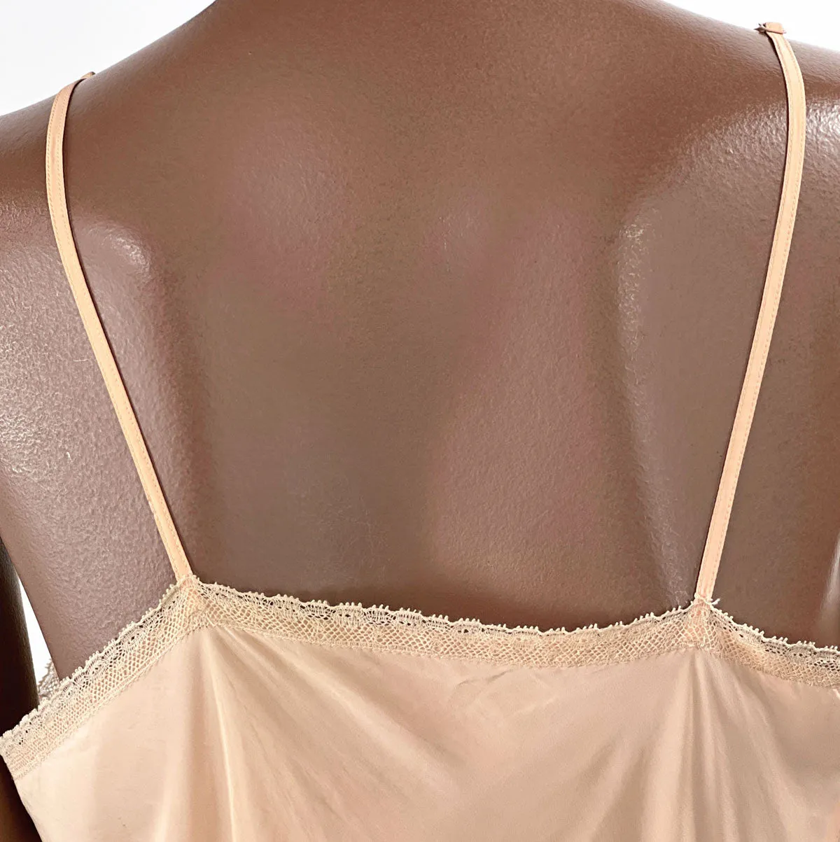 40s Vintage Full Slip Lace Trim Women's Medium Peach Rayon VFG