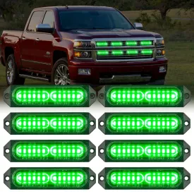 8PCS 12LED Green Emergency Strobe Lights