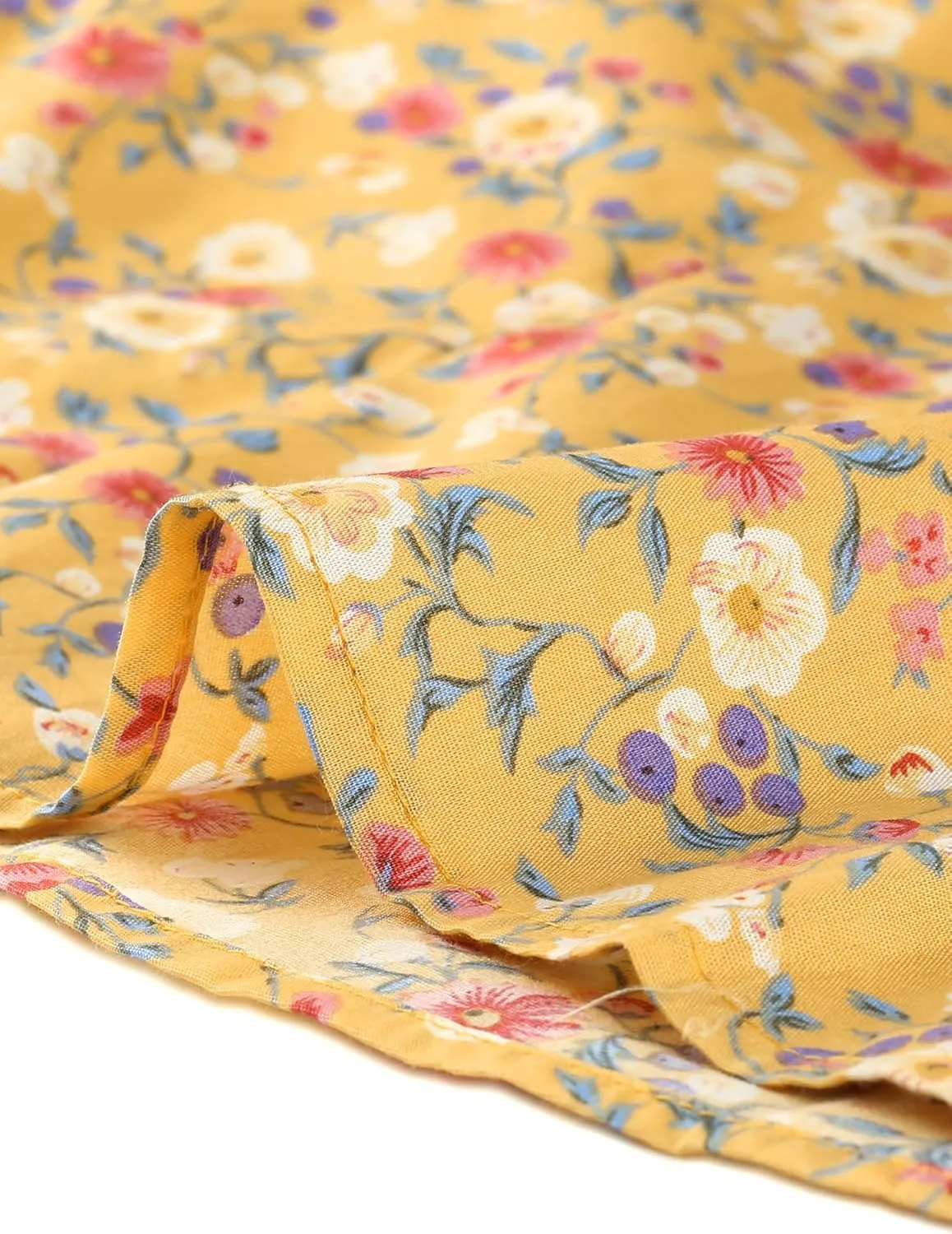 Allegra K Women's Peter Pan Collar Shirts Button Front Vintage Floral Blouse Top