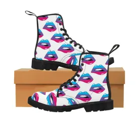 Androgyne Flag Kisses LGBTQ White Canvas Boots Unisex Size