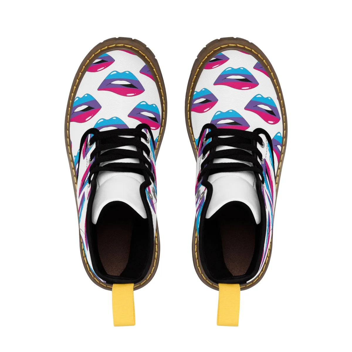 Androgyne Flag Kisses LGBTQ White Canvas Boots Unisex Size