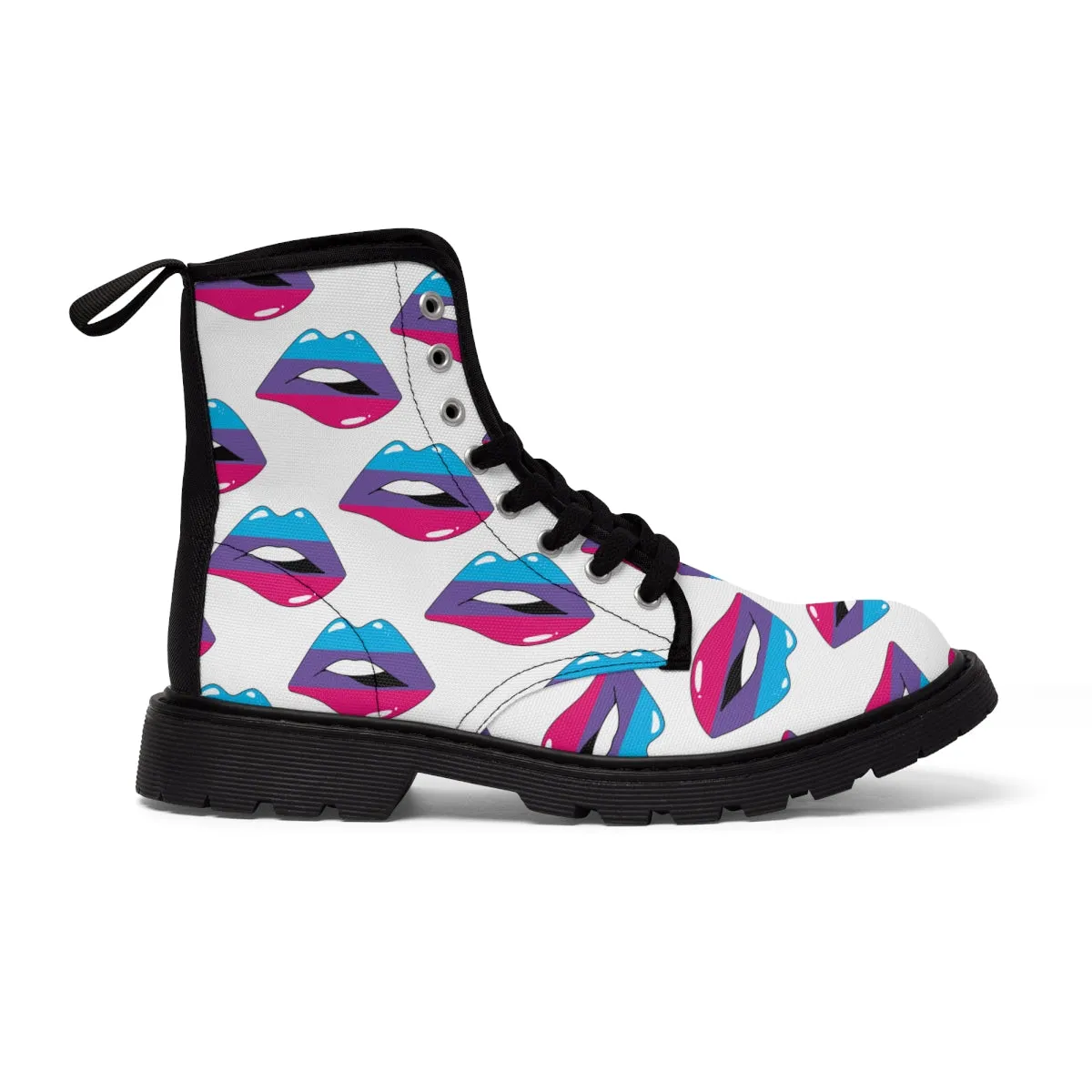 Androgyne Flag Kisses LGBTQ White Canvas Boots Unisex Size