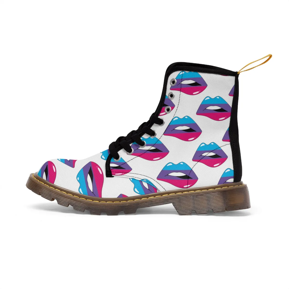Androgyne Flag Kisses LGBTQ White Canvas Boots Unisex Size