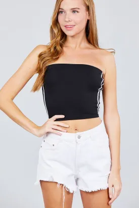 Back Open W/cross Strap Contrast Side Stripe Tue Top