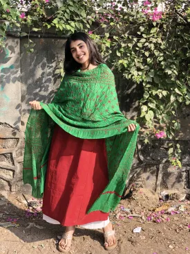 Bandhej Light Green Cotton Dupatta