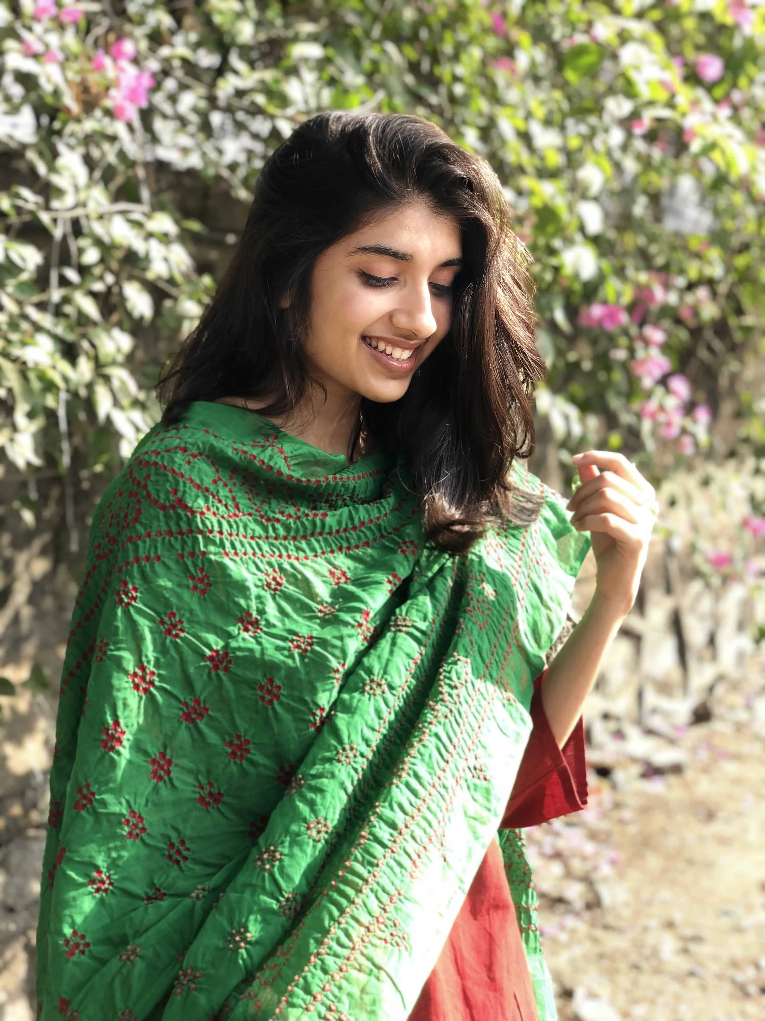 Bandhej Light Green Cotton Dupatta