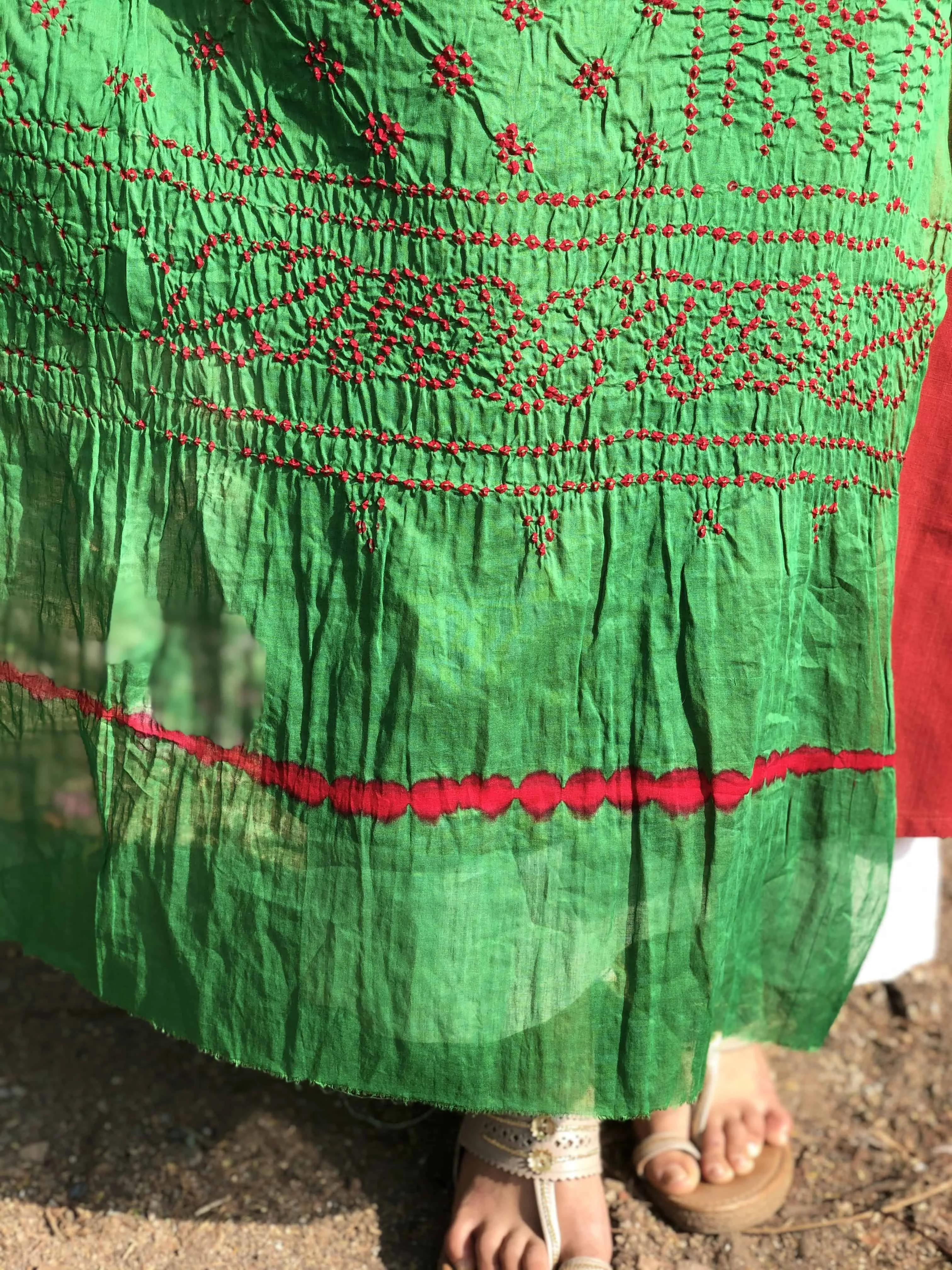 Bandhej Light Green Cotton Dupatta