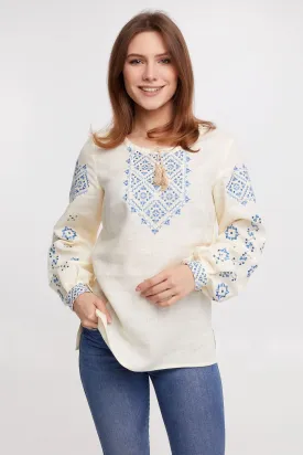 Beige Embroidered Blouse - "Jasmina"