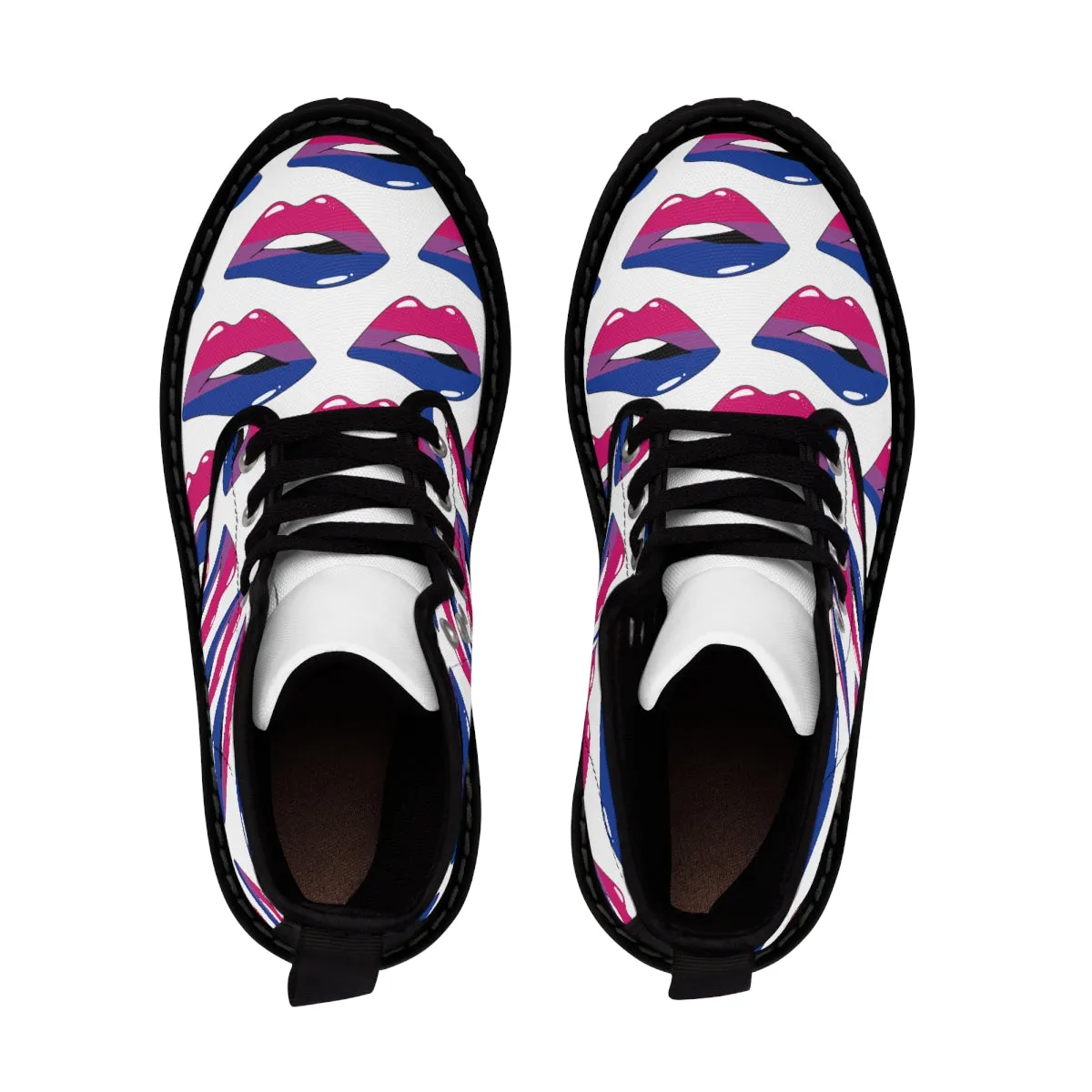 Bisexual Flag Kisses LGBTQ White Canvas Boots Unisex Size