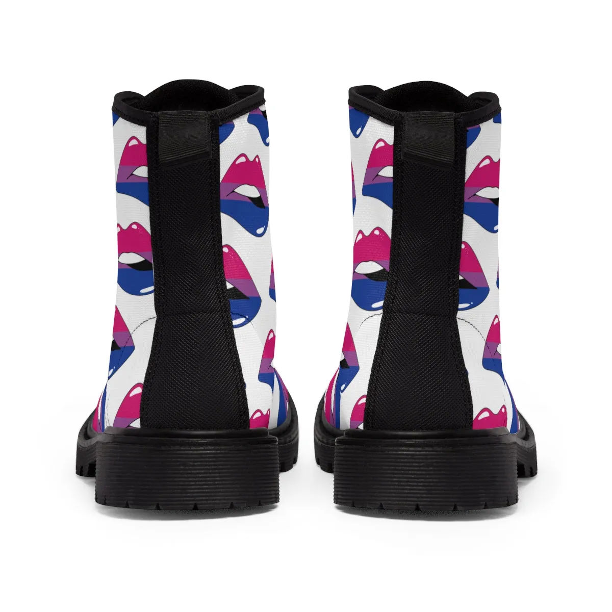 Bisexual Flag Kisses LGBTQ White Canvas Boots Unisex Size