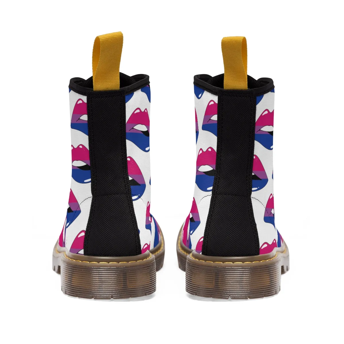 Bisexual Flag Kisses LGBTQ White Canvas Boots Unisex Size