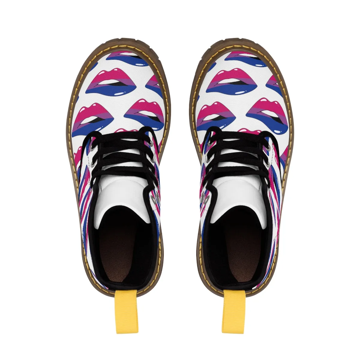 Bisexual Flag Kisses LGBTQ White Canvas Boots Unisex Size