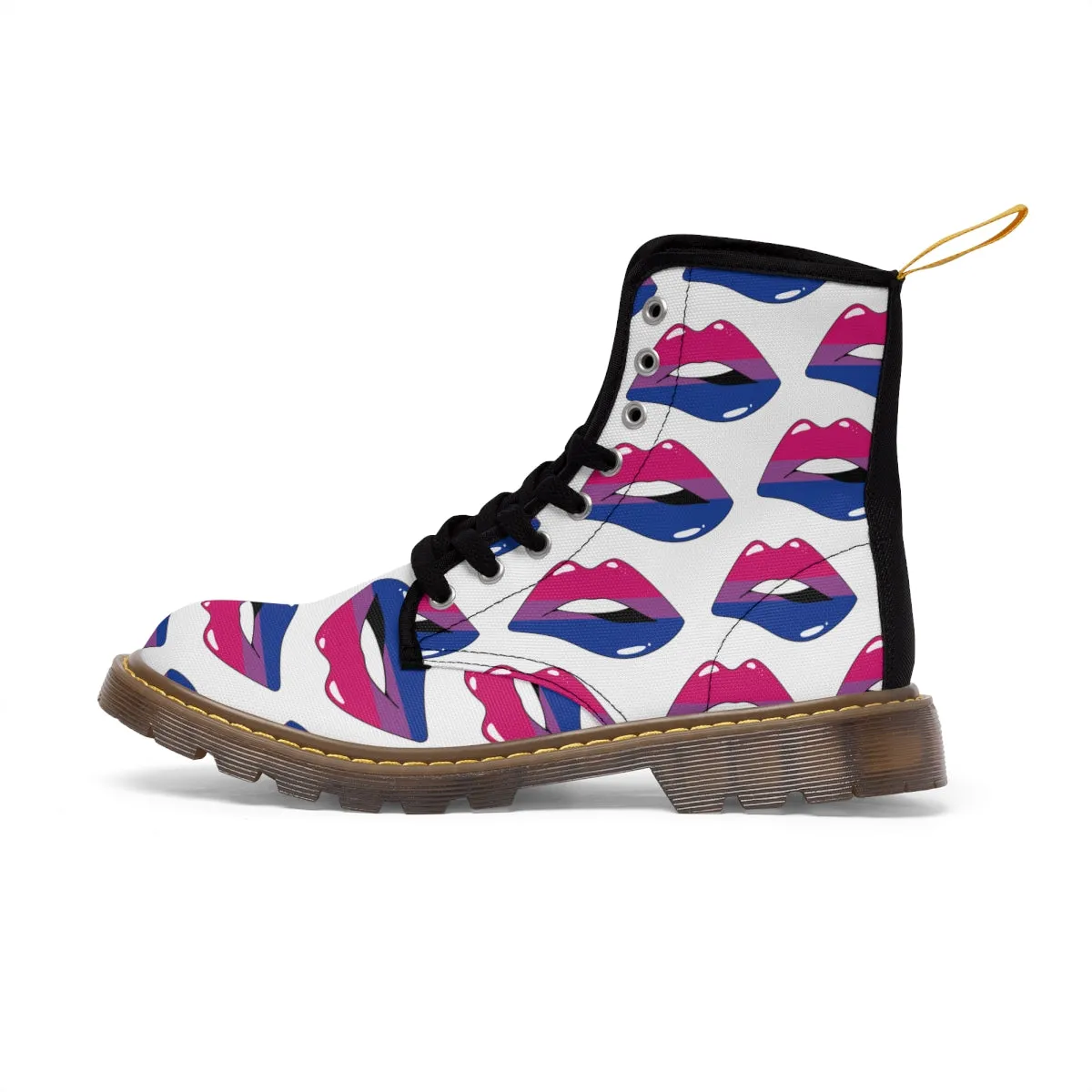 Bisexual Flag Kisses LGBTQ White Canvas Boots Unisex Size