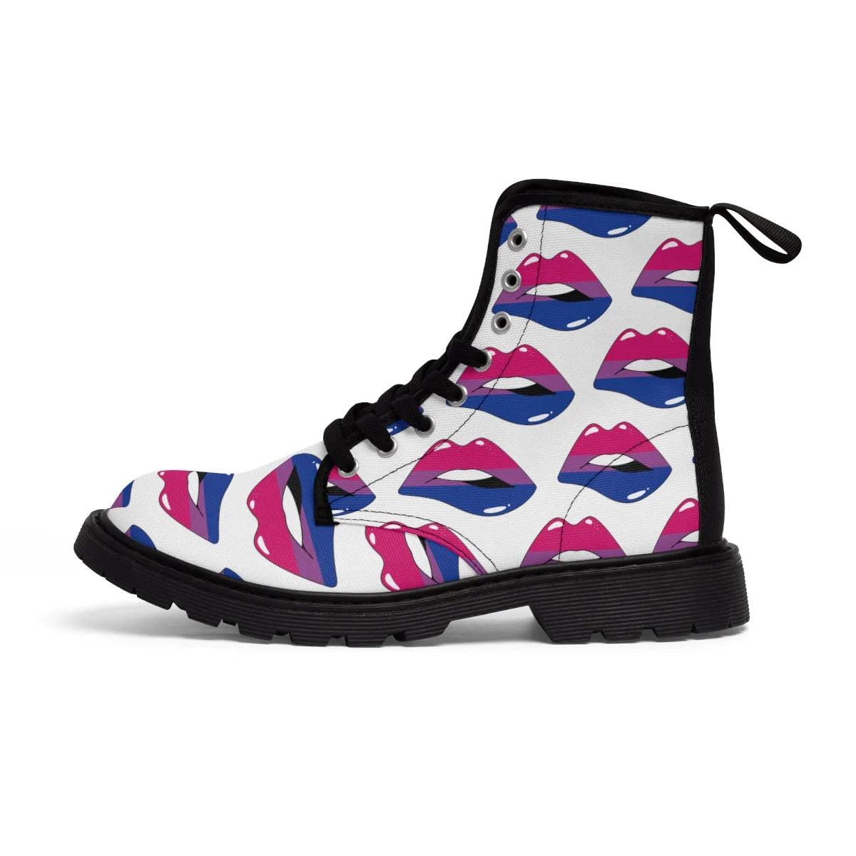 Bisexual Flag Kisses LGBTQ White Canvas Boots Unisex Size