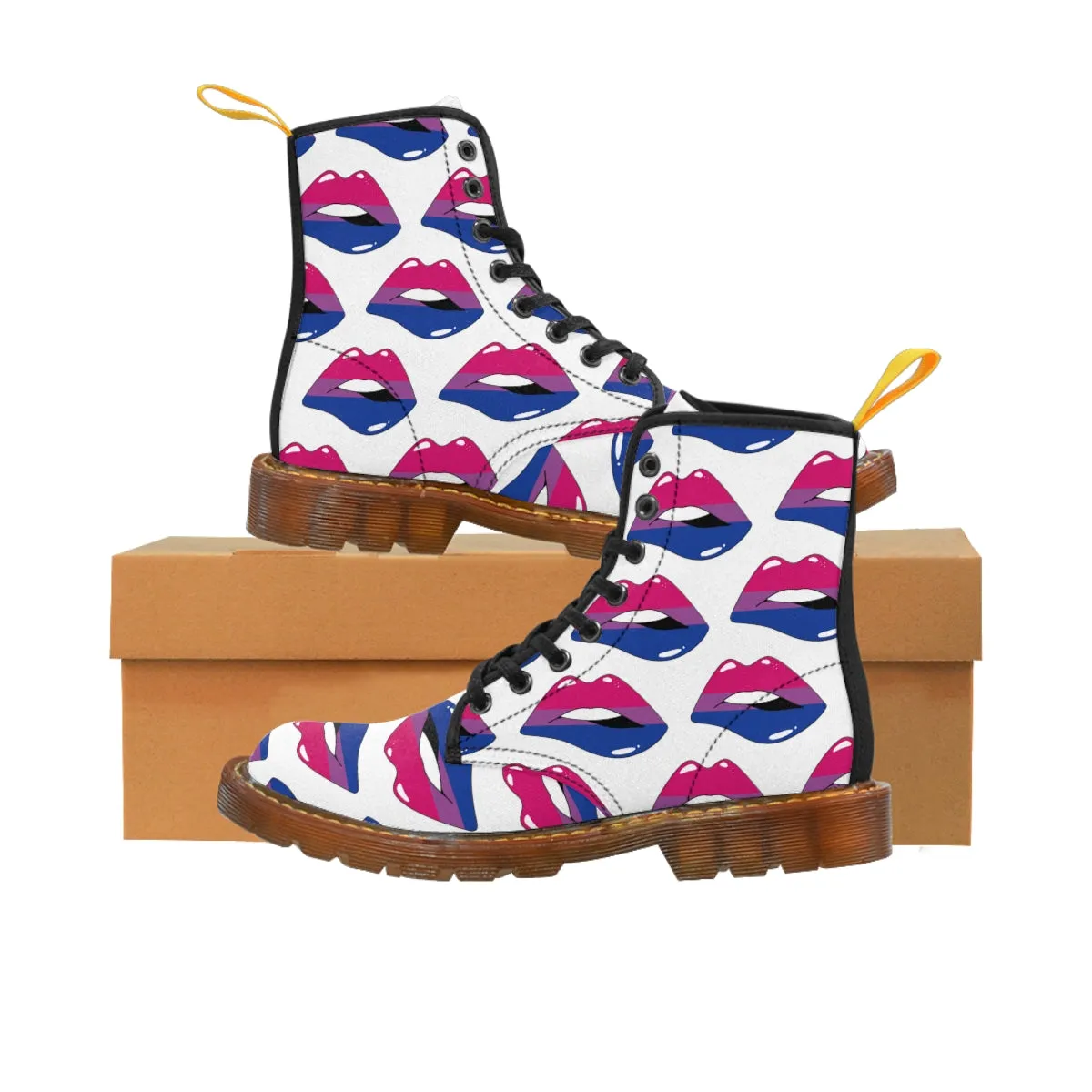 Bisexual Flag Kisses LGBTQ White Canvas Boots Unisex Size