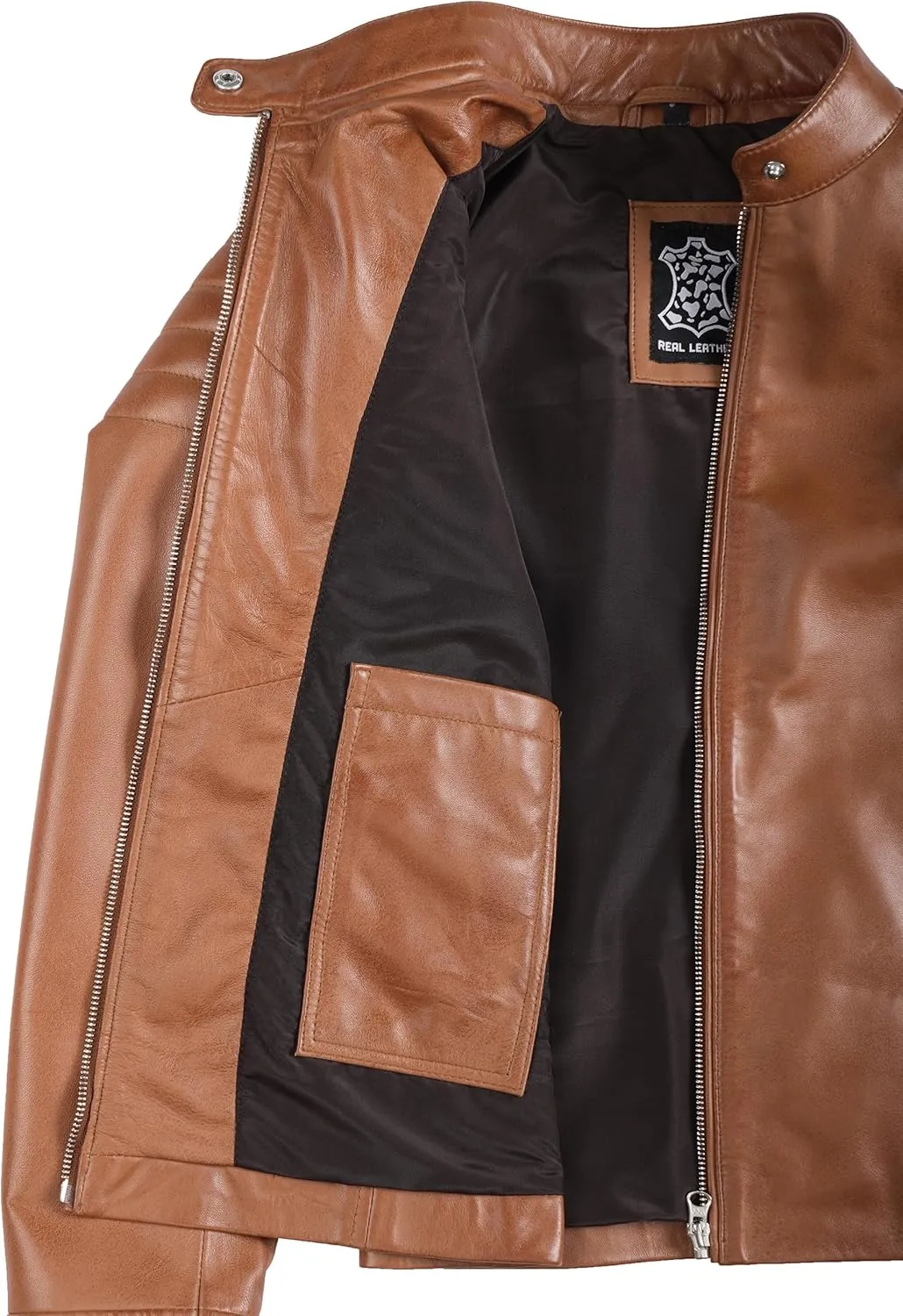 Blingsoul Cafe Racer Leather Jacket Womens - Real Lambskin Leather Jackets for Women