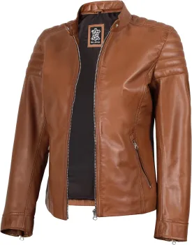 Blingsoul Cafe Racer Leather Jacket Womens - Real Lambskin Leather Jackets for Women