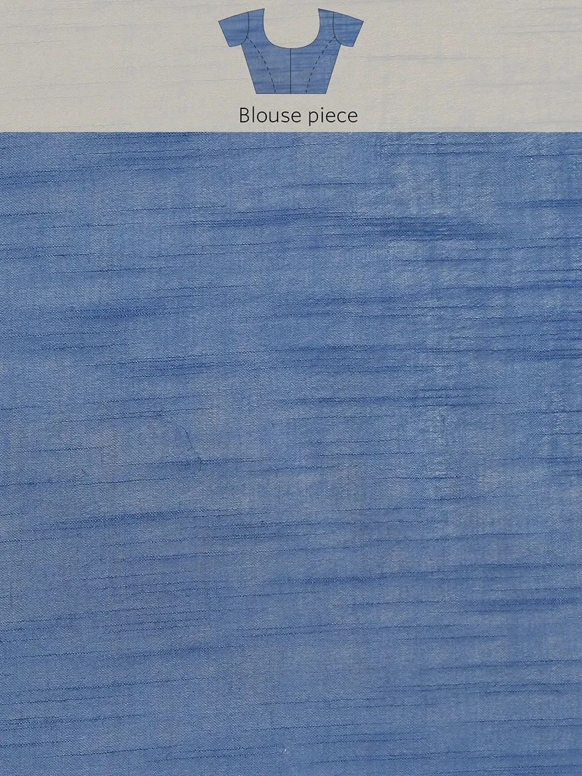Blue Cotton Linen Saree