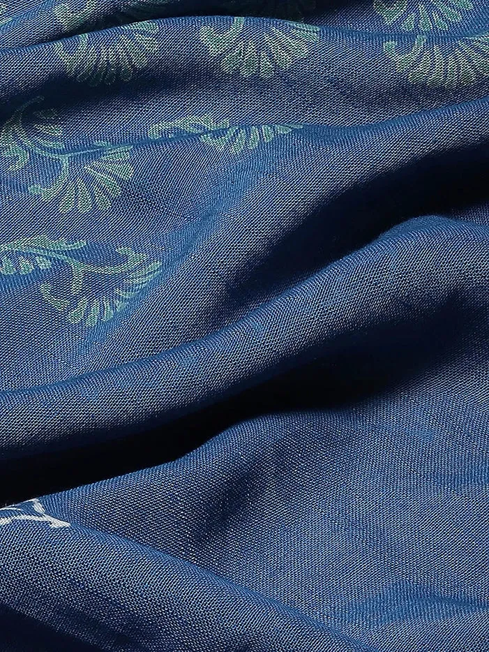 Blue Cotton Linen Saree