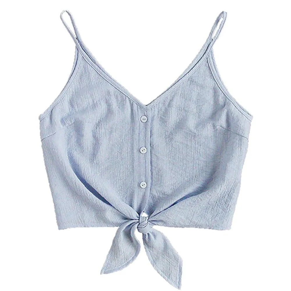 Button Crop Top Blouse