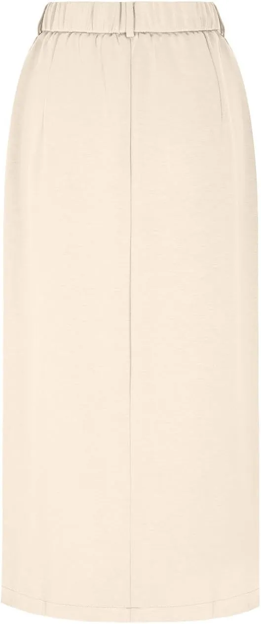 Cargo Skirts for Women High Waisted Midi Skirt Trendy Spring Summer Pencil Slit Dressy Casual Business Work Long Skirts