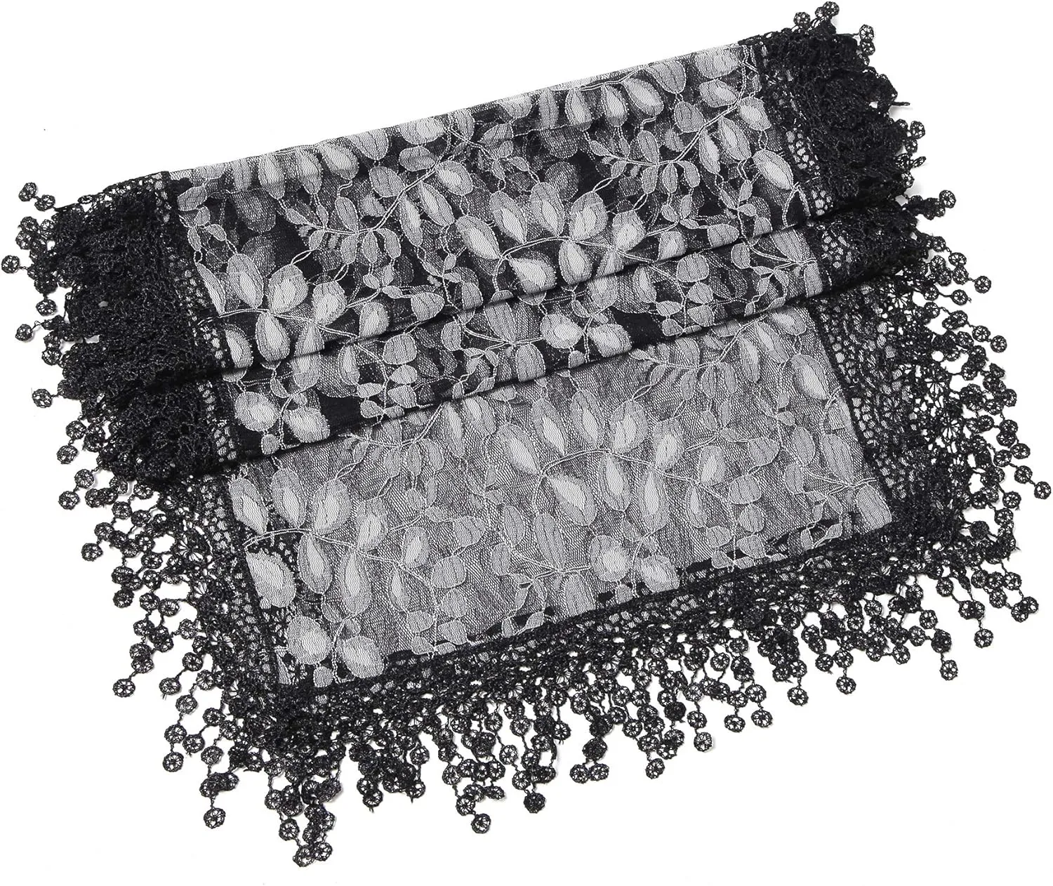Cindy and Wendy Lightweight Soft Leaf Lace Fringes Scarf shawl for Women