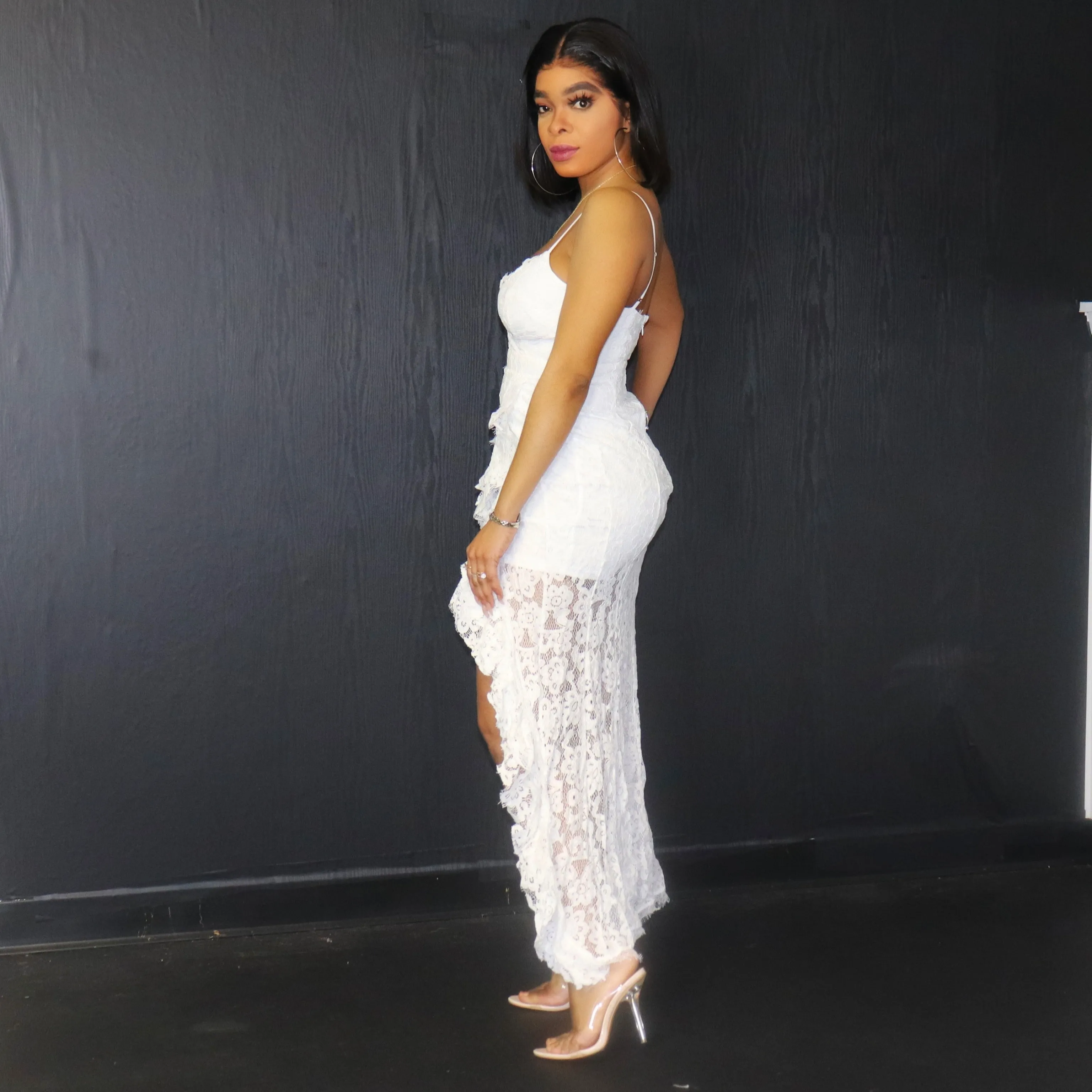 Daisy White Long Lace Dress