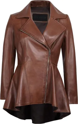 Decrum Leather Peplum Jackets for Women - Real Lambskin Peplum Leather Jacket Women