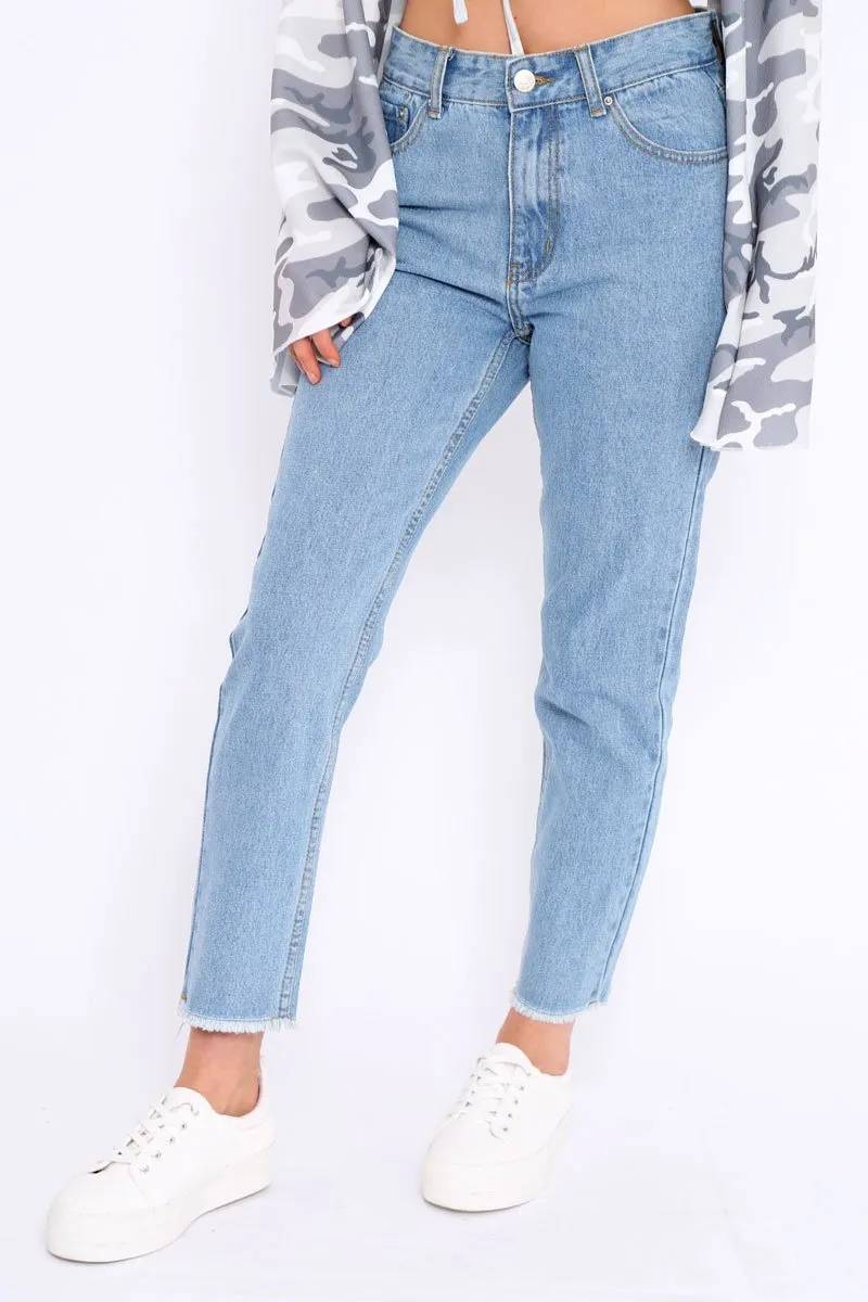Denim Blue Fake Pocket Star Jeans - Jaydy