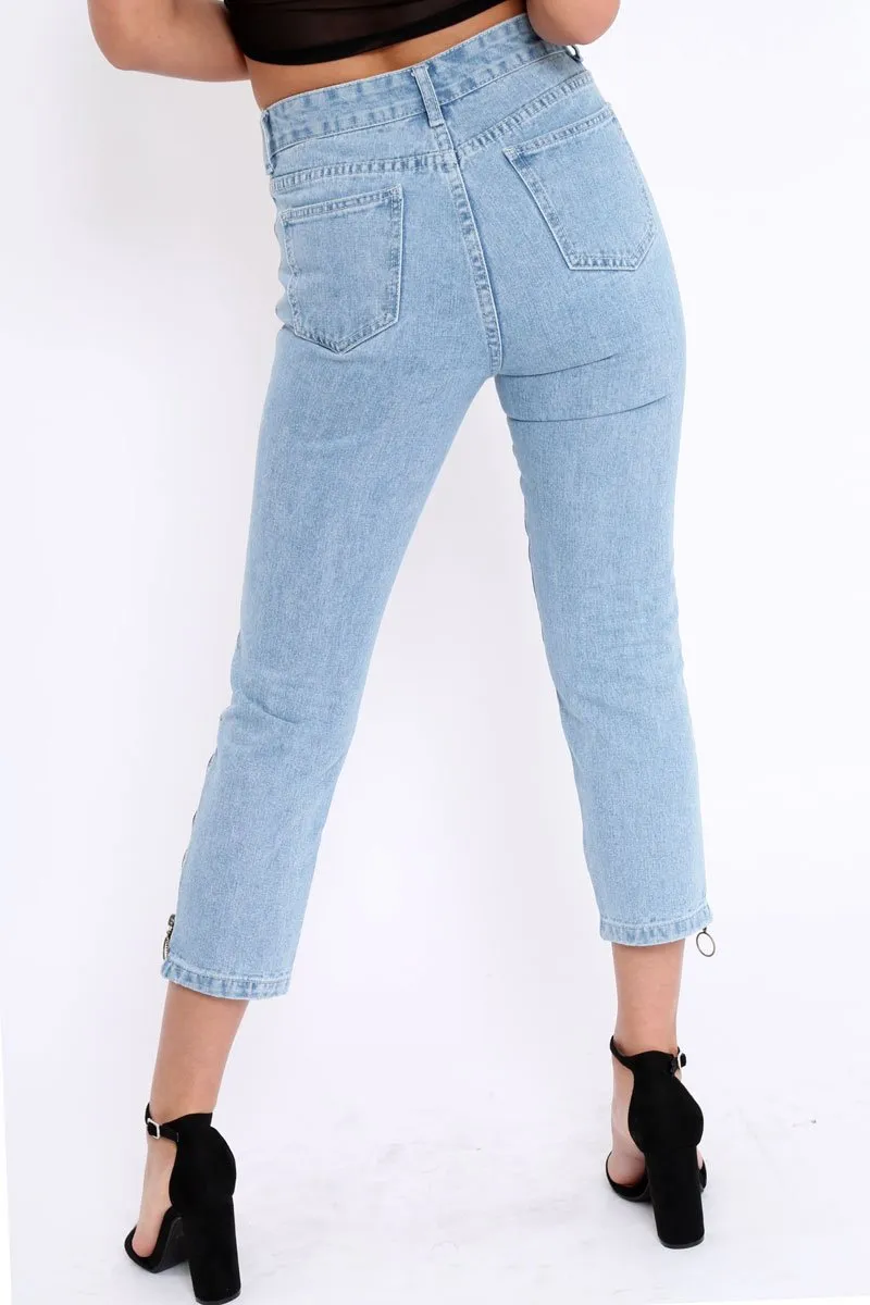 Denim Blue Side Zip Jeans - Italia