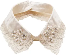 Detachable Blouse False Collar Lace Pearl Flower Fake Collar Choker Peter Pan Necklace