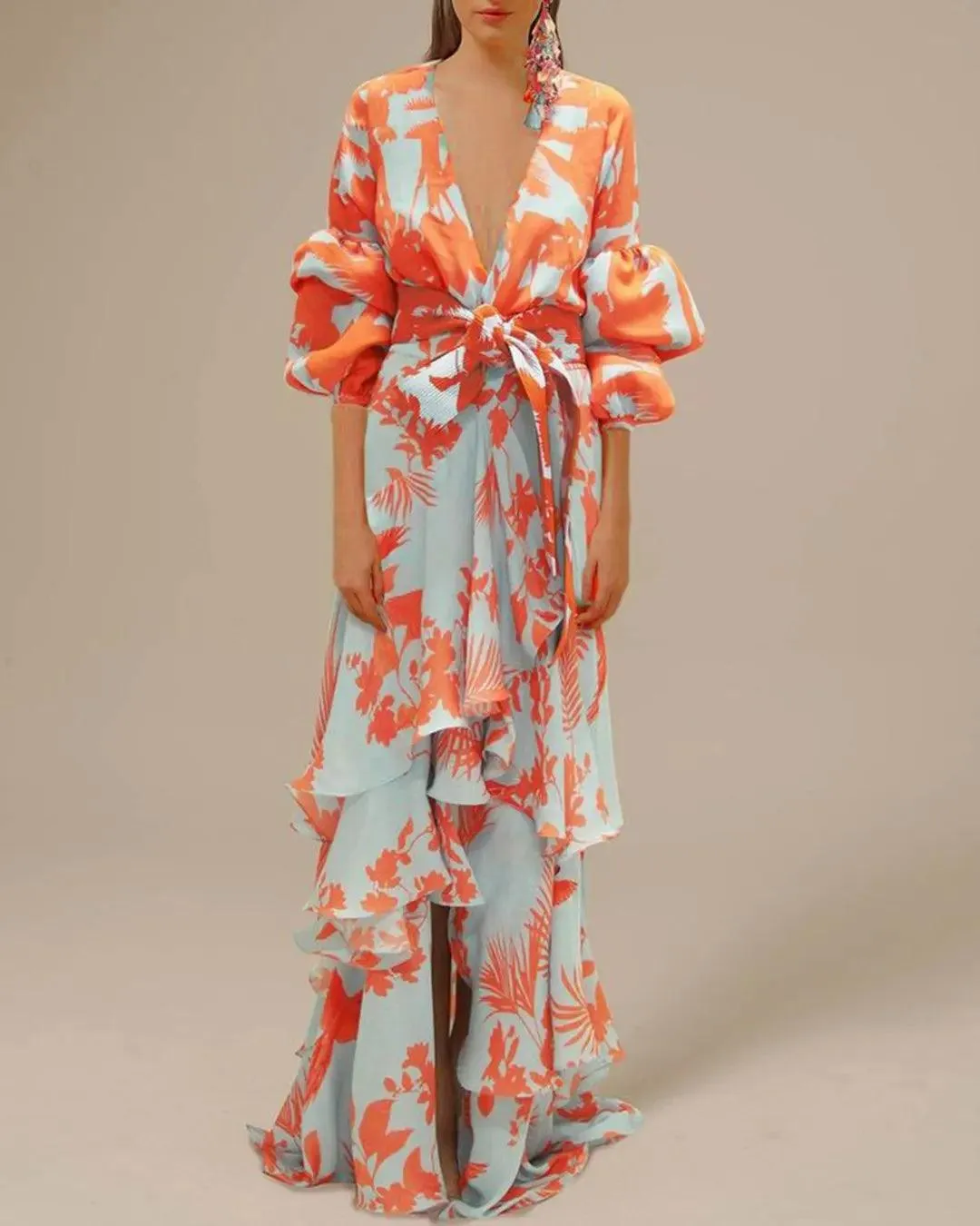 European And American V Neck Dresses for  Women