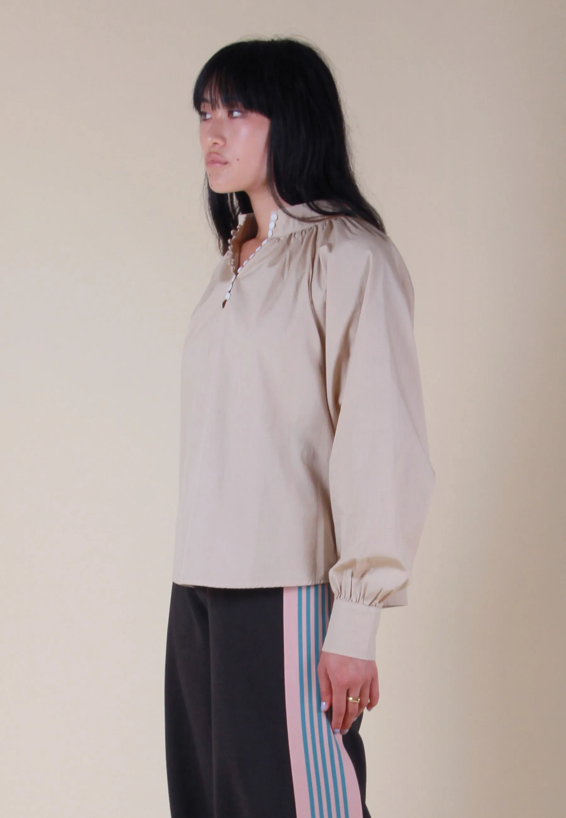 Gillian Mock Neck - safari