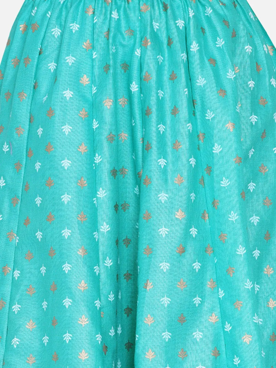 Girls Green & Pink Printed Khari Print Ready To Wear Lehenga & Choli
