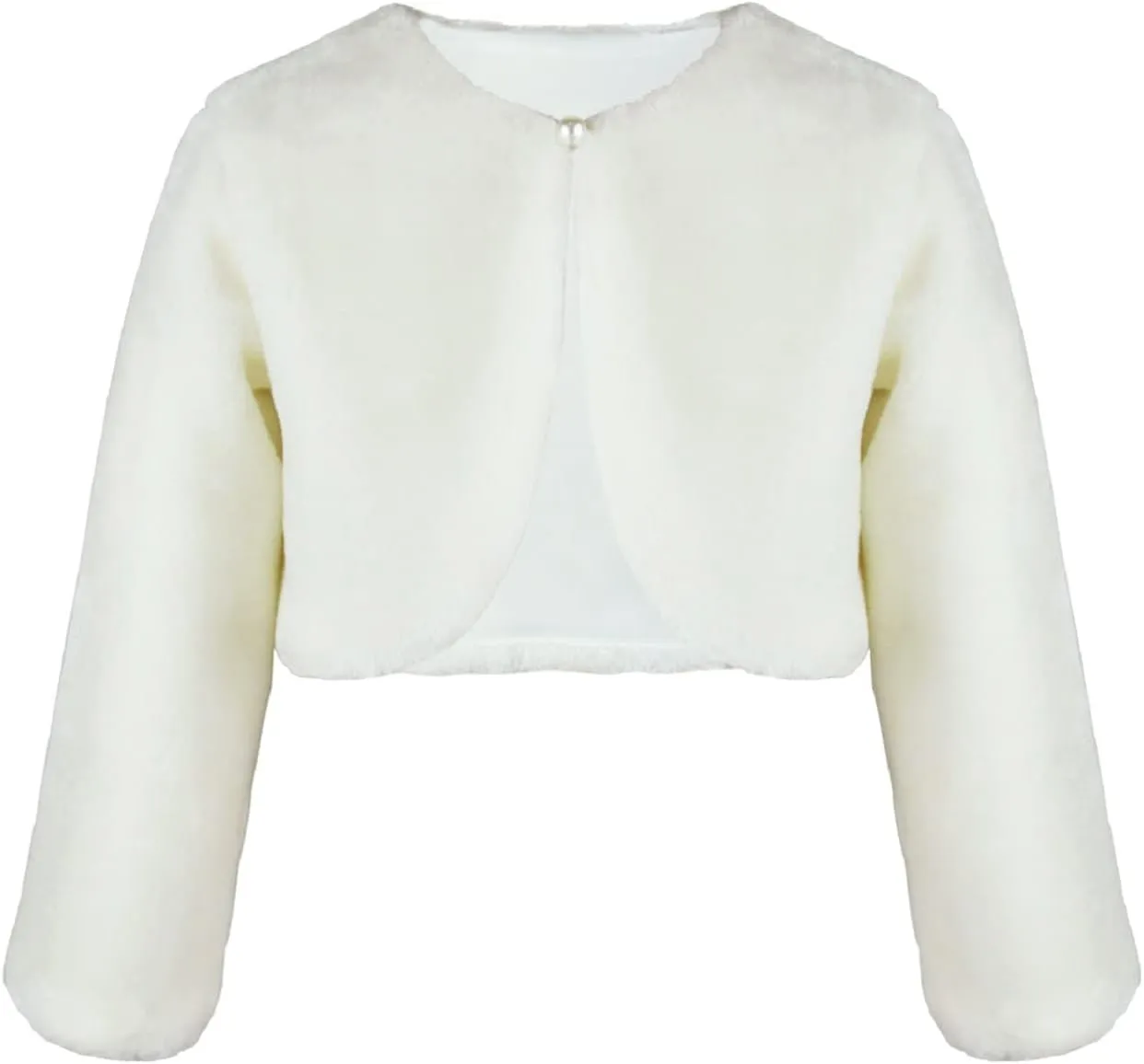 Girls Long Sleeve Cardigan Cotton Bolero Shrug Long Sleeve Top Cute Jacket Outwear White for Girls Size 2-8