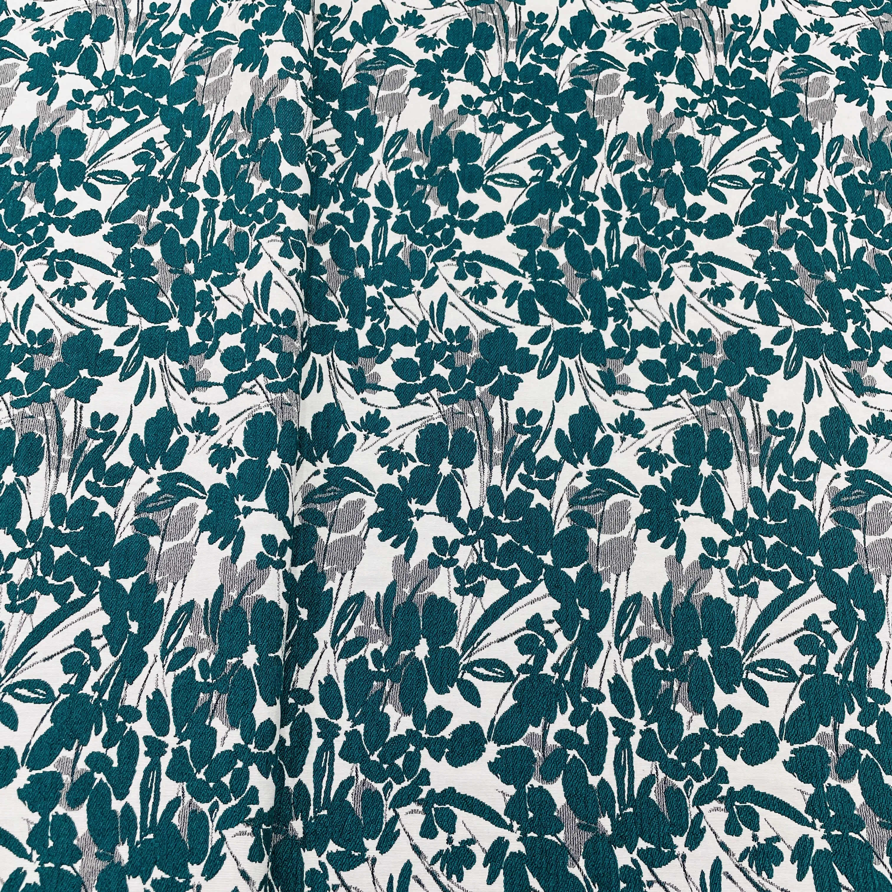 Green Floral Shimmer Brocade Jacquard Fabric