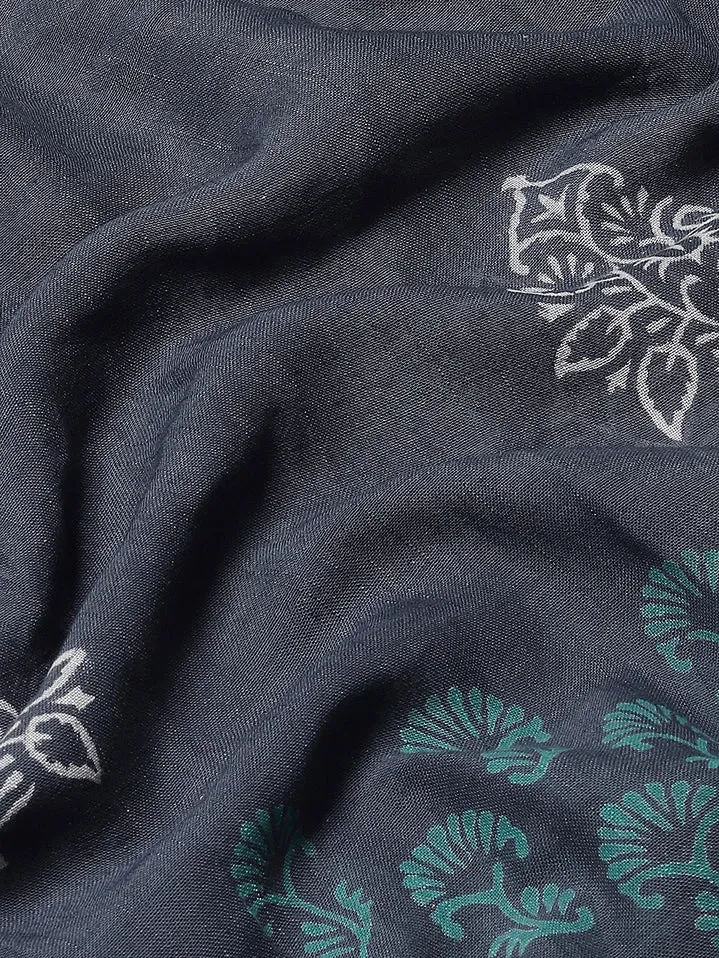 Grey Cotton Linen Saree