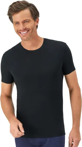 Hanes Men's Perfect Flex Crewneck Tee, 1-Pack, Stay Tucked Fitted Undershirt, Slim Fit Tight on Arms, White & Black