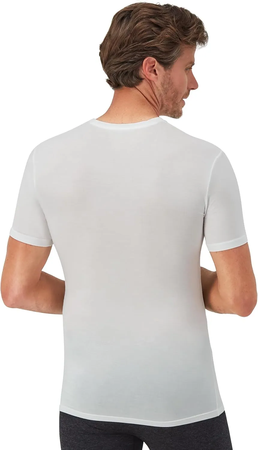 Hanes Men's Perfect Flex Crewneck Tee, 1-Pack, Stay Tucked Fitted Undershirt, Slim Fit Tight on Arms, White & Black