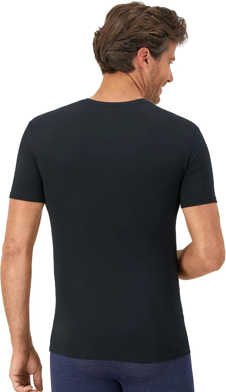 Hanes Men's Perfect Flex Crewneck Tee, 1-Pack, Stay Tucked Fitted Undershirt, Slim Fit Tight on Arms, White & Black