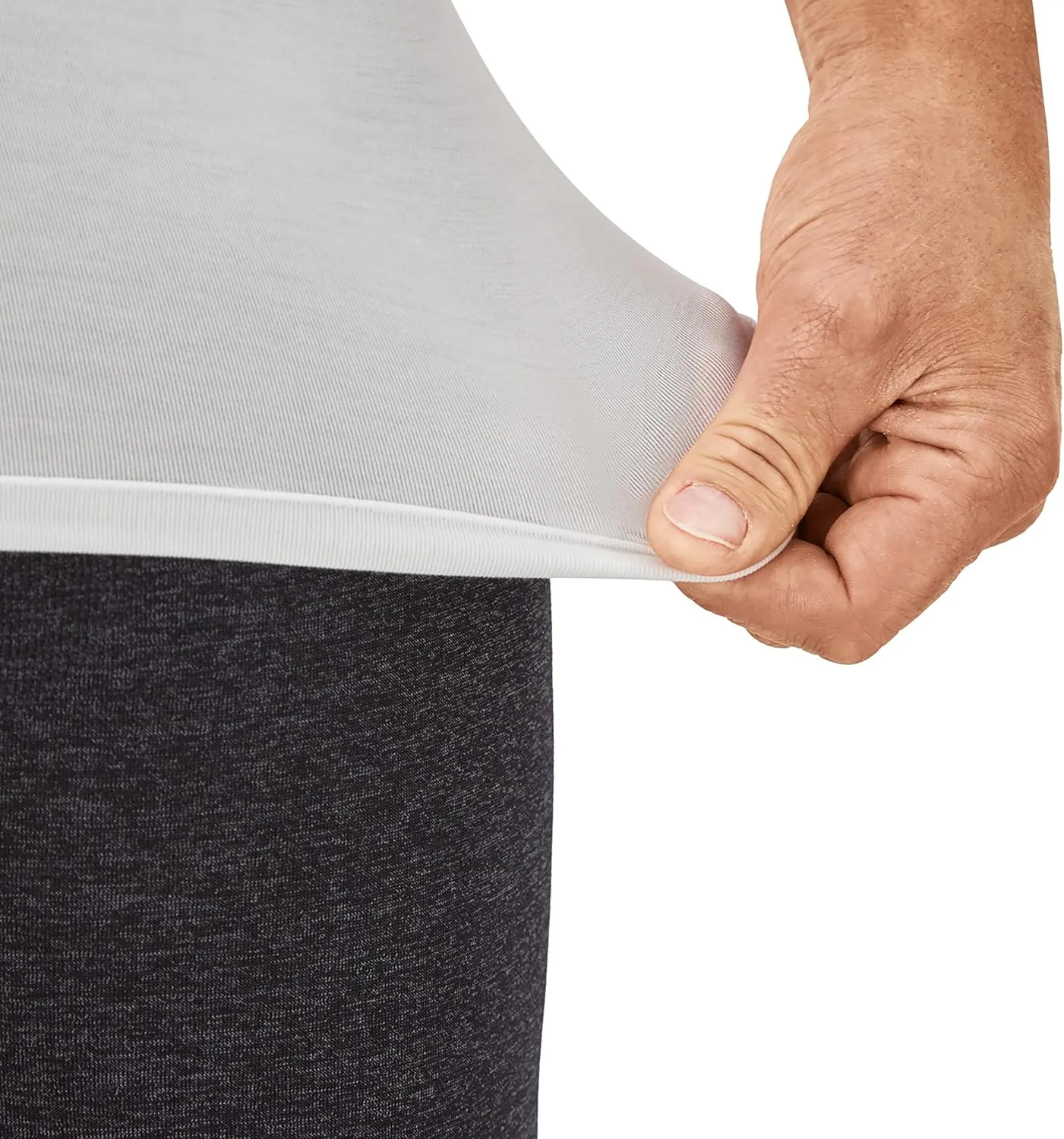 Hanes Men's Perfect Flex Crewneck Tee, 1-Pack, Stay Tucked Fitted Undershirt, Slim Fit Tight on Arms, White & Black