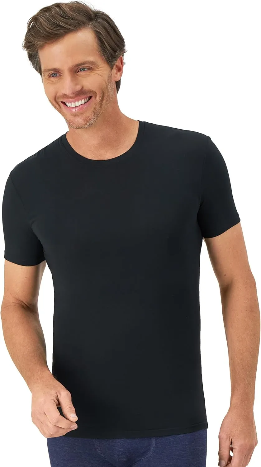 Hanes Men's Perfect Flex Crewneck Tee, 1-Pack, Stay Tucked Fitted Undershirt, Slim Fit Tight on Arms, White & Black