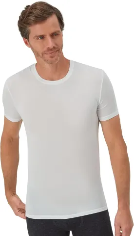 Hanes Men's Perfect Flex Crewneck Tee, 1-Pack, Stay Tucked Fitted Undershirt, Slim Fit Tight on Arms, White & Black