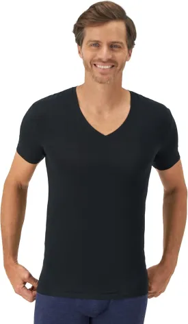 Hanes Men's Perfect Flex V-Neck Tee, 1-Pack, Stay Tucked Fitted Undershirt, Slim Fit Tight on Arms, White & Black