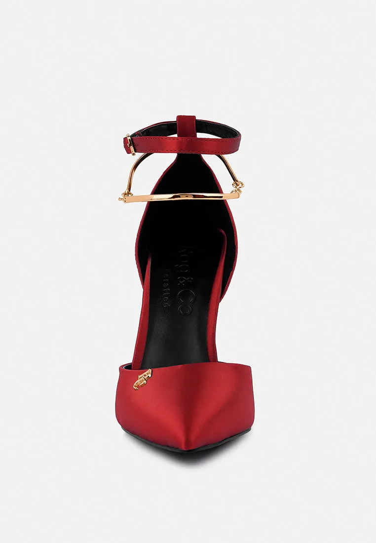 HOBNOB Anklet Embellishment Stiletto Sandals In Red