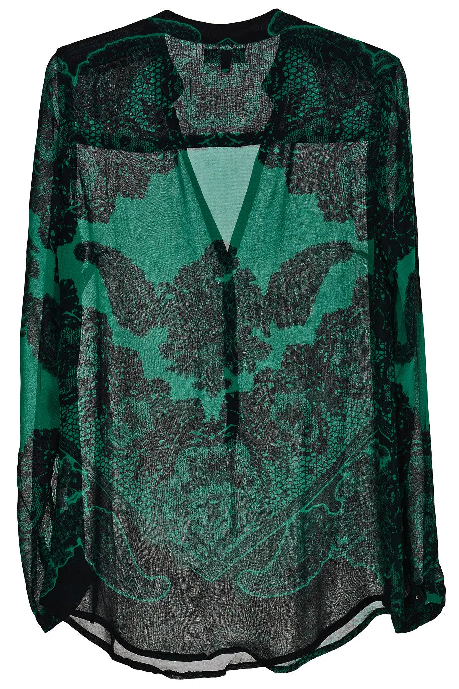 JAEDA Emerald Sheer Paisley Top