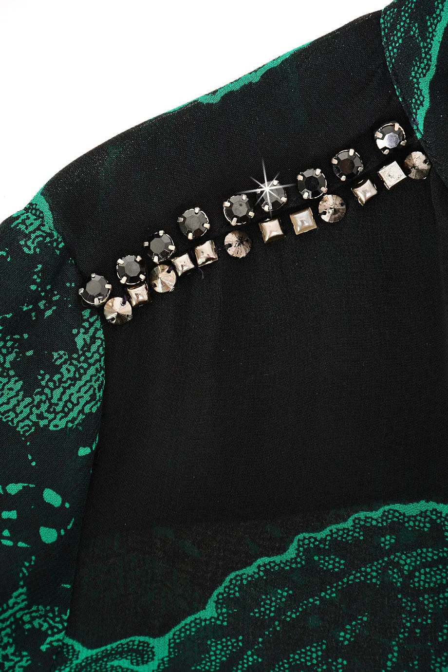 JAEDA Emerald Sheer Paisley Top