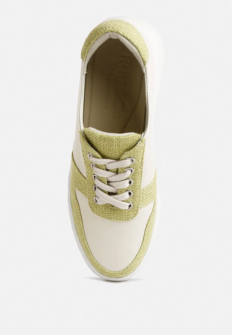 KJAER Dual Tone Leather Sneakers in Green