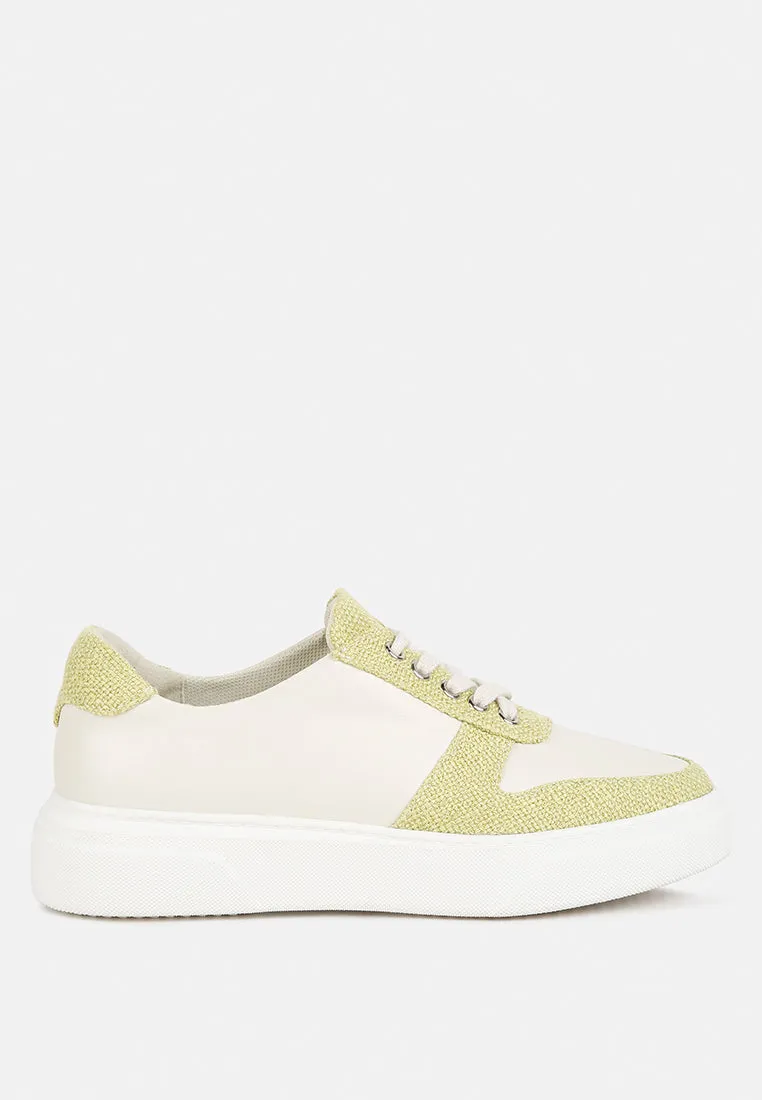 KJAER Dual Tone Leather Sneakers in Green