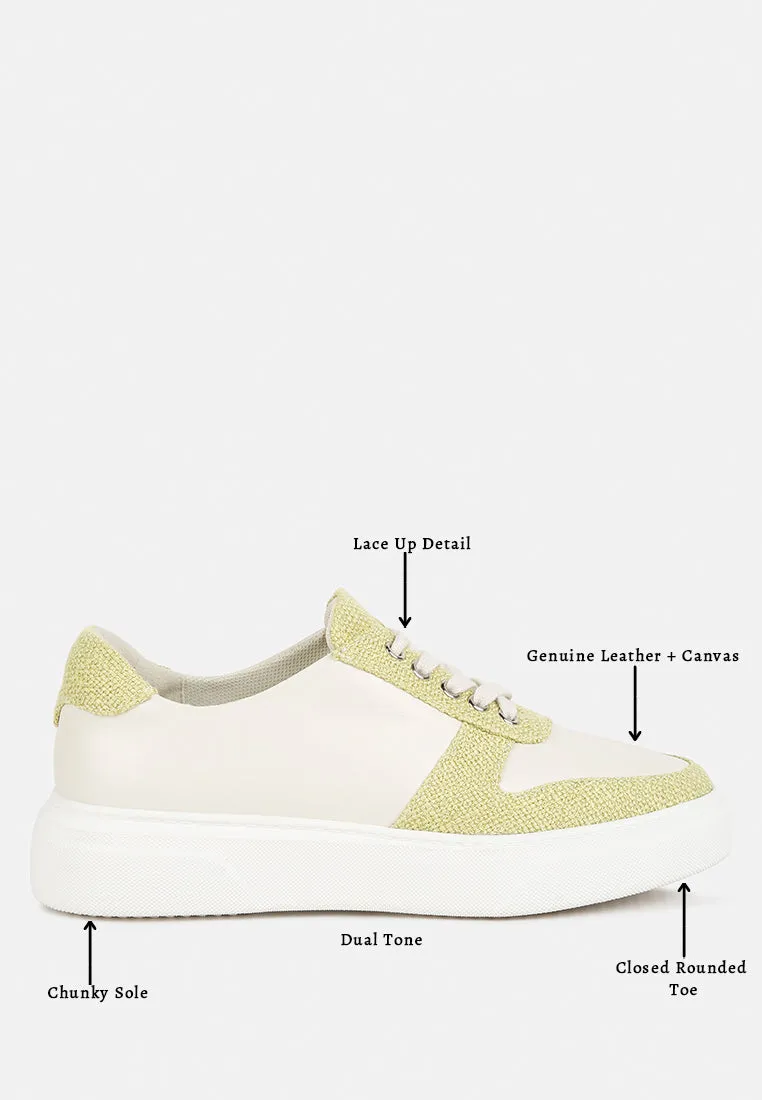KJAER Dual Tone Leather Sneakers in Green